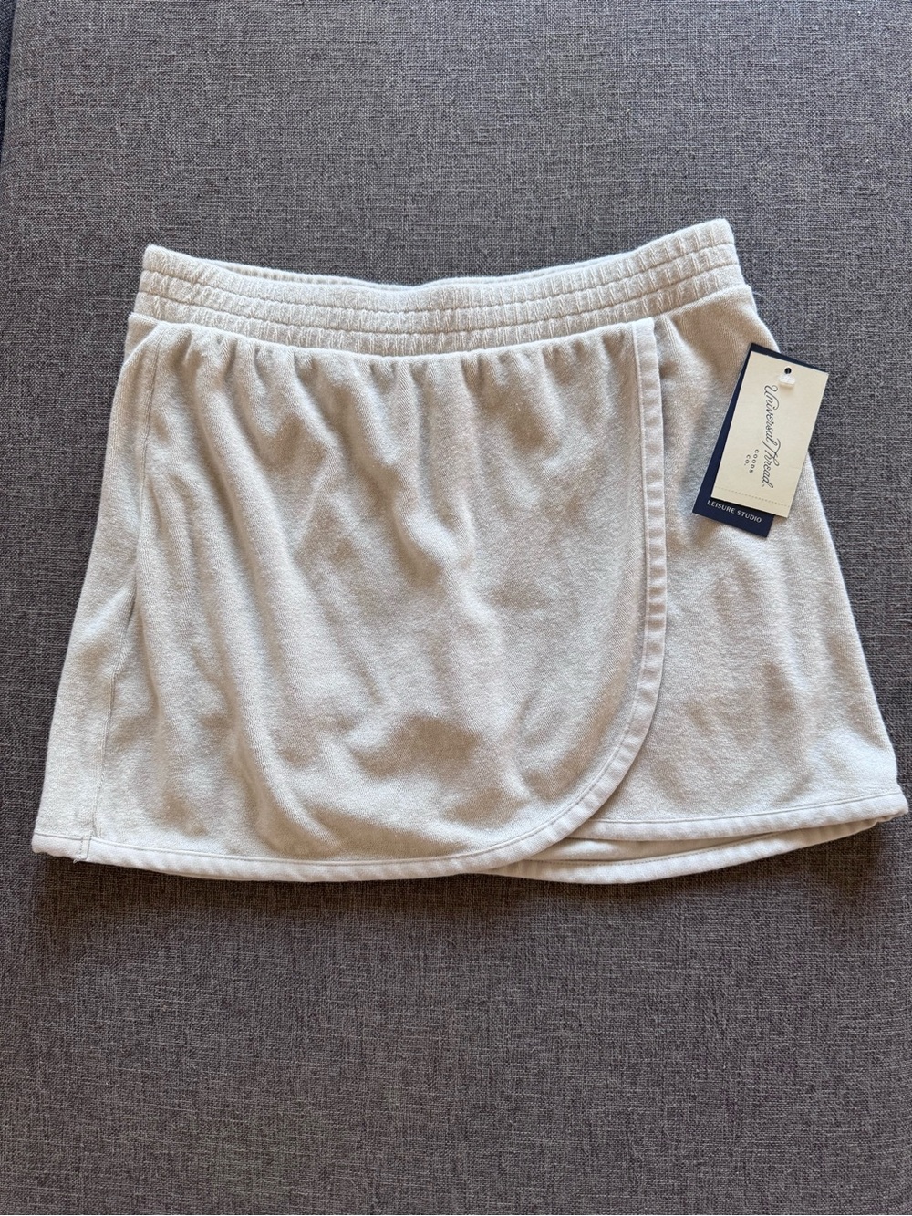 NWT Cream Terry Wrap Skort with Elastic Waist